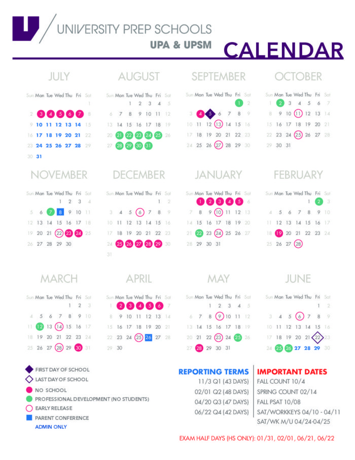 17 18 Upa Upsm Academic Calendar U Prep Schools